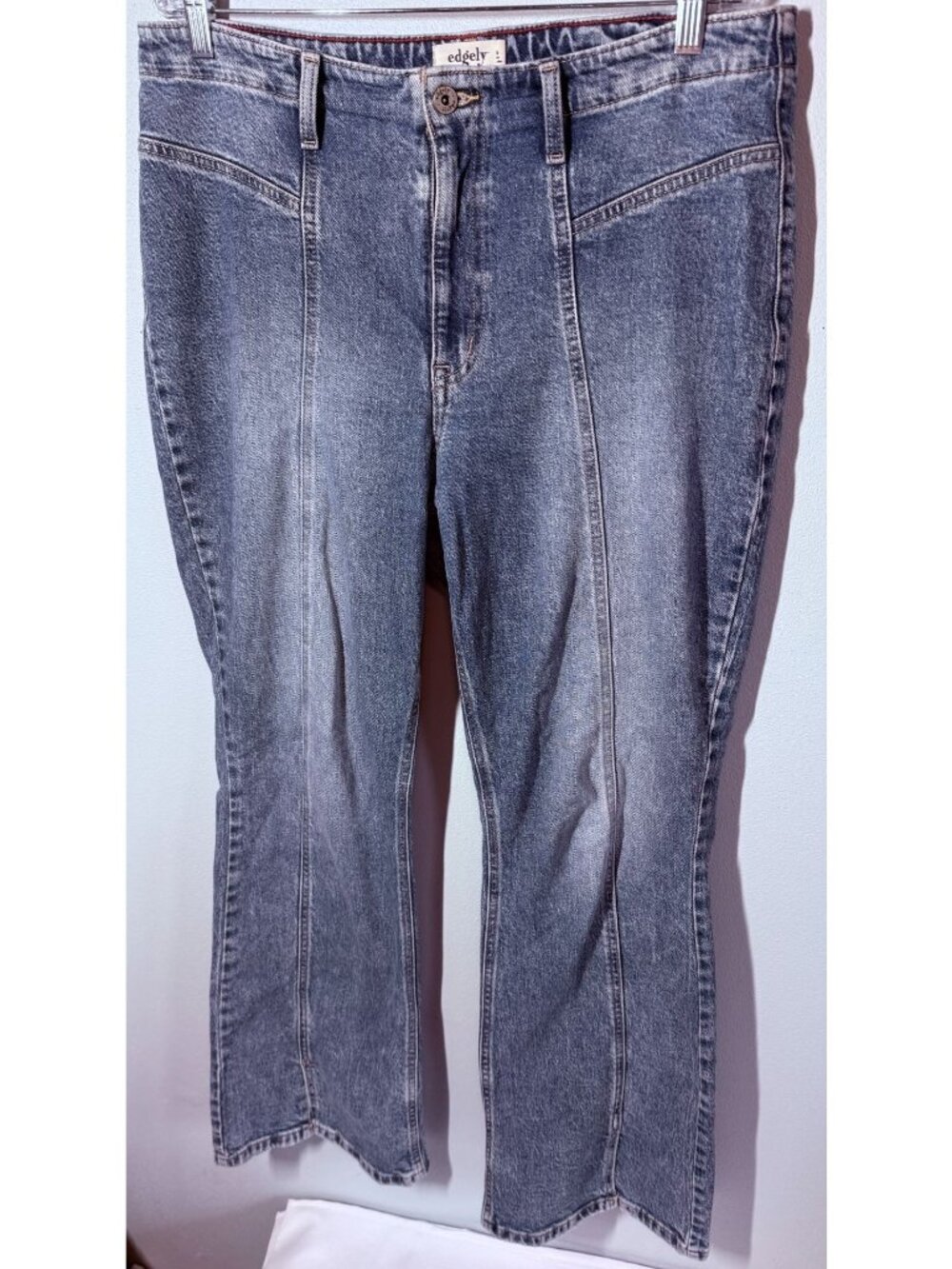Edgely Womens 16 High Rise Flare Jeans Stretch Indie Sleaze Streetwear Edgy Urba